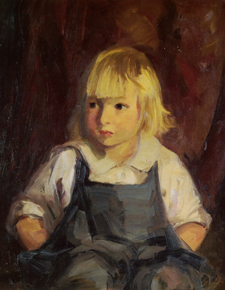 Robert Henri - 'Boy in Blue Overalls, oil on canvas, 1921