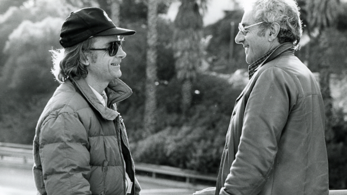 Steve Shagan (right) and director John G. Avildsen during filming of 'The Formula.'