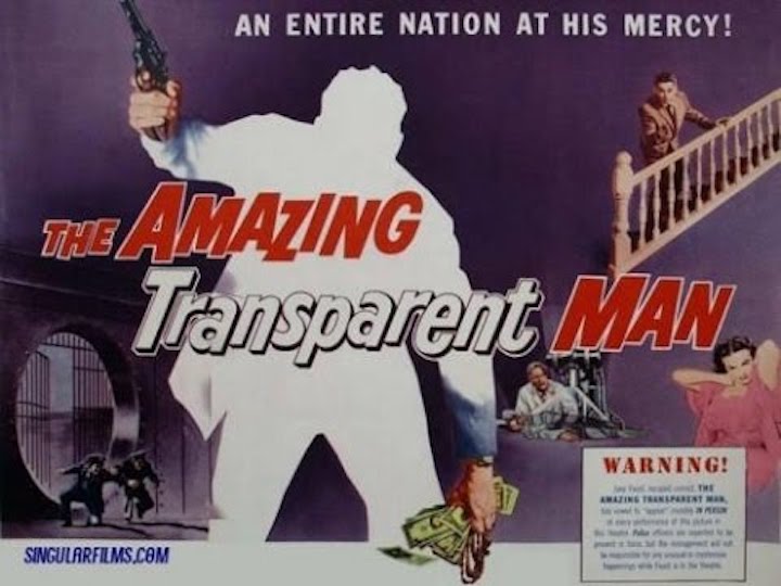 THE AMAZING TRANSPARENT MAN (1960) warning he may be in the theatre