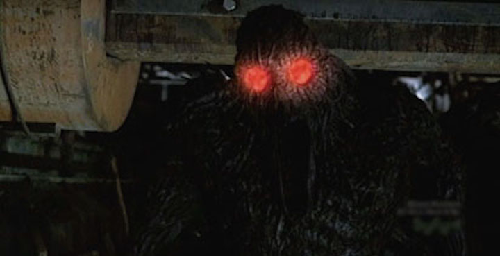 MOTHMAN (2010) Remember in SHORT CIRCUIT 2 when Johnny-5's eyes glowed red when he was angry? This is like that.