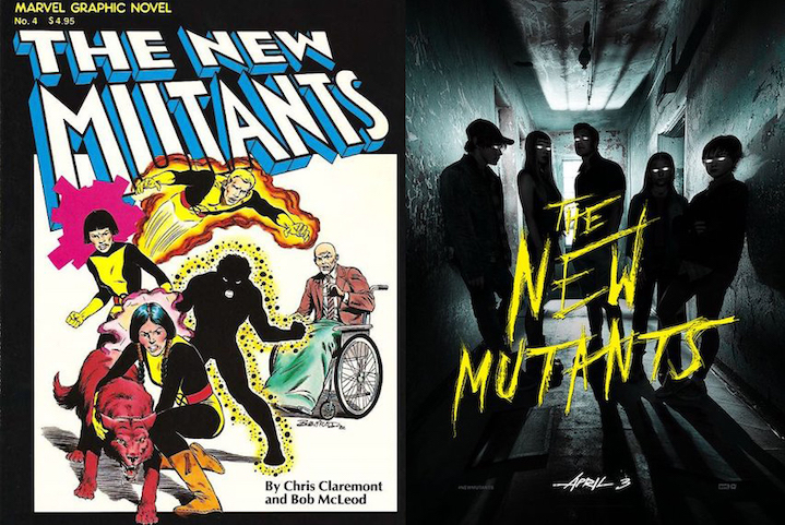 New Mutants graphic novel cover and THE NEW MUTANTS film poster (2020)