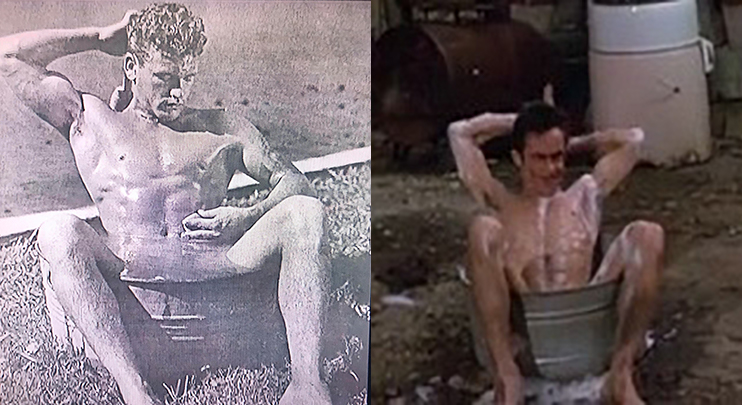 CRY-BABY (1990) Bob Mizer's Photography influence seen in Iggy Pop bathing scene